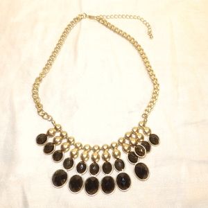 Black Gold tone Bib fashion Necklace